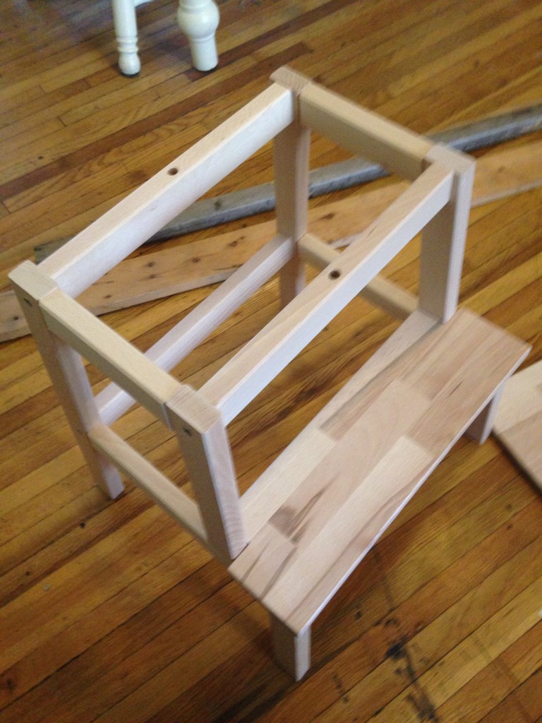 Next, we removed the top platform from the stool.