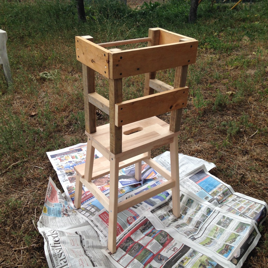 With all of the rails attached, the learning tower was structurally complete. We brought it outside for painting.