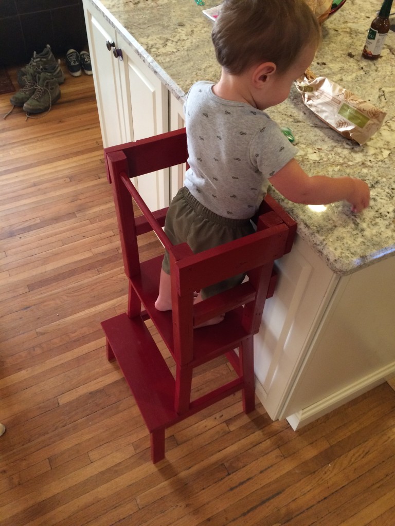 Our son seems a lot more patient while we make meals now that he can climb into his learning tower and watch!